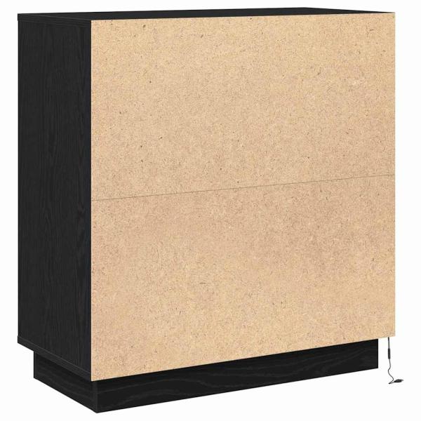 LED Sideboard Schwarz Eiche 71x34,5x75 cm Holzwerkstoff
