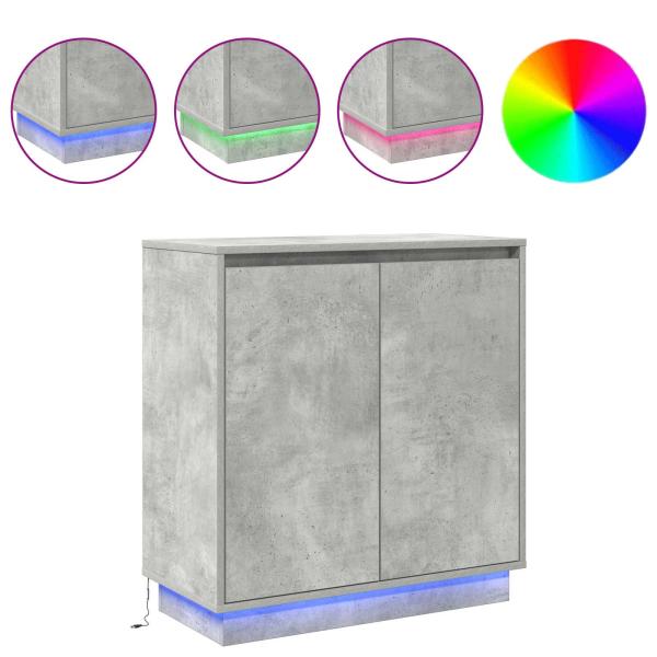 LED Sideboard Betongrau 71x34,5x75 cm Holzwerkstoff