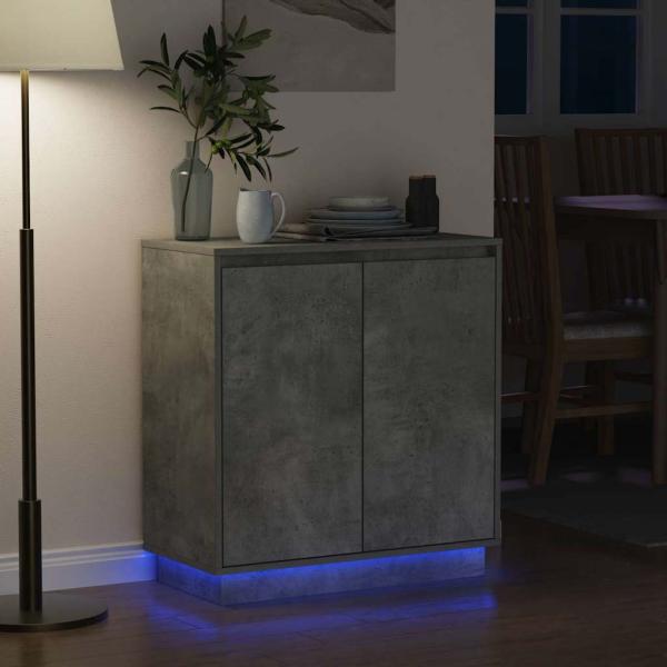 LED Sideboard Betongrau 71x34,5x75 cm Holzwerkstoff