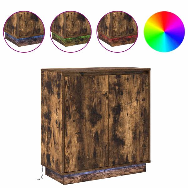 LED Sideboard Räuchereiche 71x34,5x75 cm Holzwerkstoff