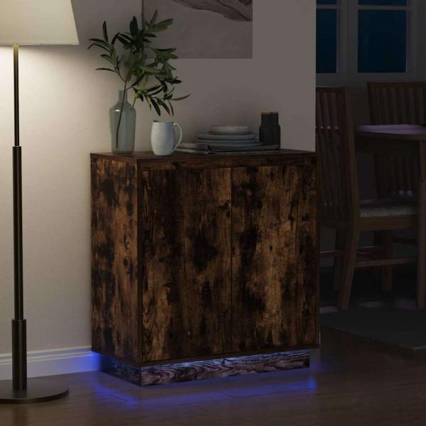 LED Sideboard Räuchereiche 71x34,5x75 cm Holzwerkstoff
