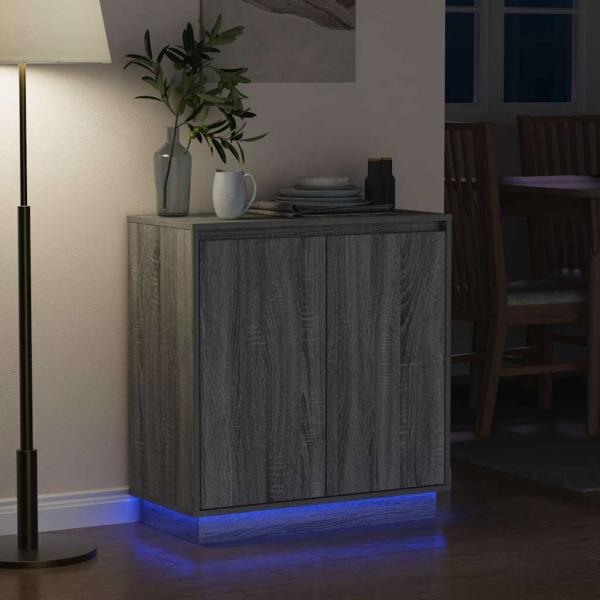 Sideboard mit LED in Grau Sonoma, 71 x 34,5 x 75 cm aus Holzwerkstoff