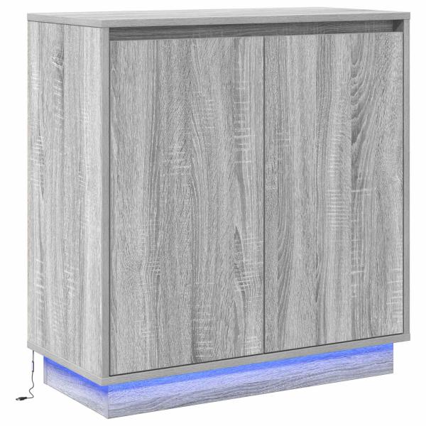 Sideboard mit LED in Grau Sonoma, 71 x 34,5 x 75 cm aus Holzwerkstoff
