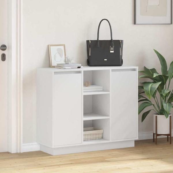 Sideboard mit LED Weiß 90x32x75 cm aus Holzwerkstoff