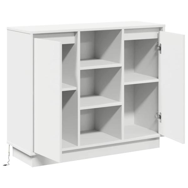 Sideboard mit LED Weiß 90x32x75 cm aus Holzwerkstoff