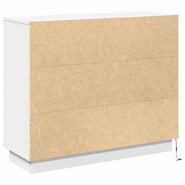 Sideboard mit LED Weiß 90x32x75 cm aus Holzwerkstoff