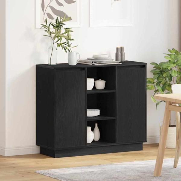 ARDEBO.de - Sideboard mit LED Schwarz Eiche 90x32x75 cm Holzwerkstoff