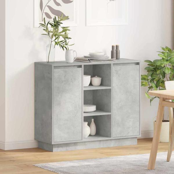 ARDEBO.de - Sideboard mit LED in Beton Grau 90x32x75 cm aus Holzwerkstoff