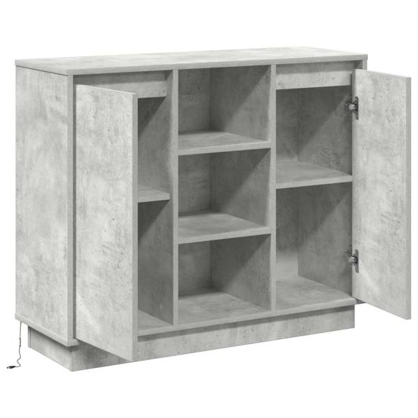 Sideboard mit LED in Beton Grau 90x32x75 cm aus Holzwerkstoff