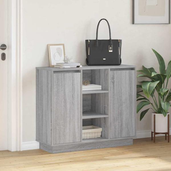 Sideboard mit LED Grau Sonoma 90x32x75 cm Holzwerkstoff