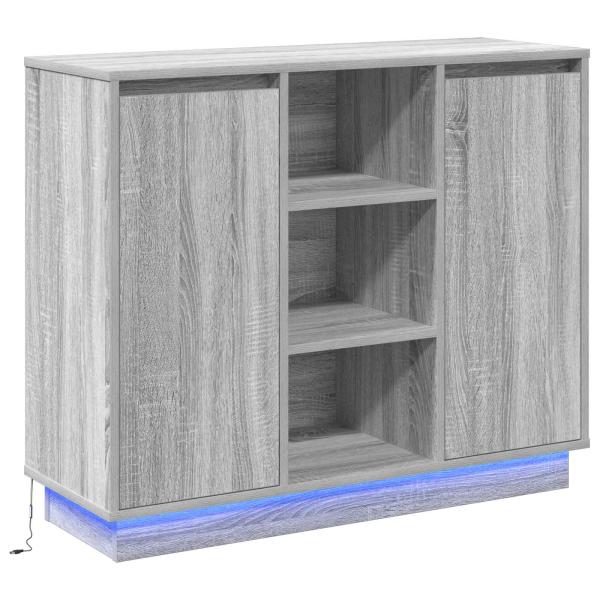 Sideboard mit LED Grau Sonoma 90x32x75 cm Holzwerkstoff