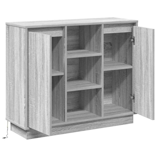 Sideboard mit LED Grau Sonoma 90x32x75 cm Holzwerkstoff