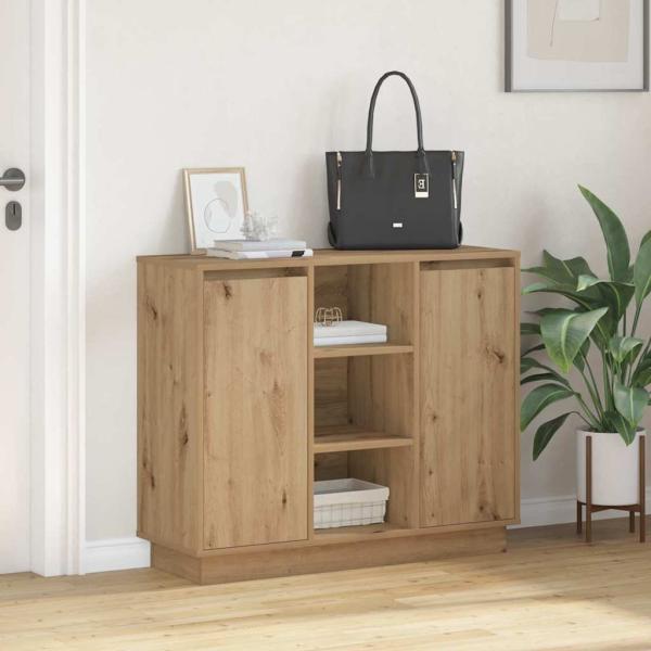 Sideboard mit LED Artisan Eiche 90x32x75 cm Holzwerkstoff
