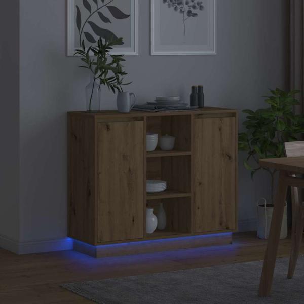 Sideboard mit LED Artisan Eiche 90x32x75 cm Holzwerkstoff