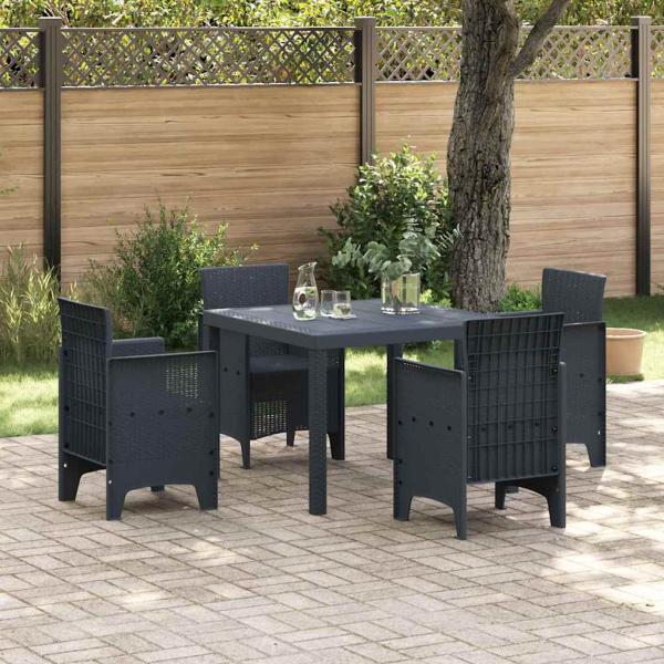 ARDEBO.de - Gartentisch Anthrazit 100x100x73 cm Poly Rattan