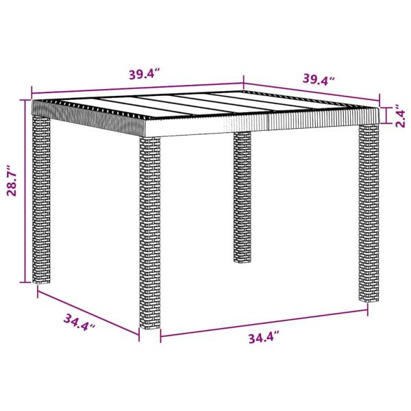Gartentisch Anthrazit 100x100x73 cm Poly Rattan