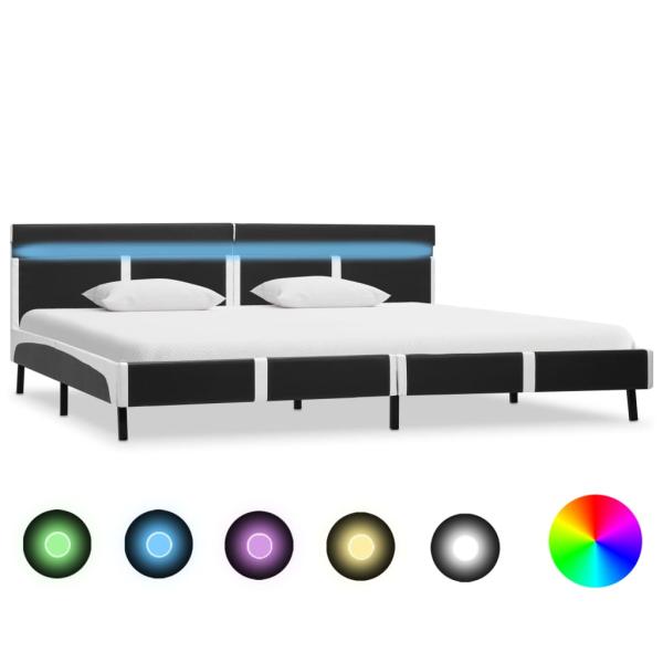 ARDEBO.de - Bettgestell mit LED Grau Kunstleder 180x200 cm