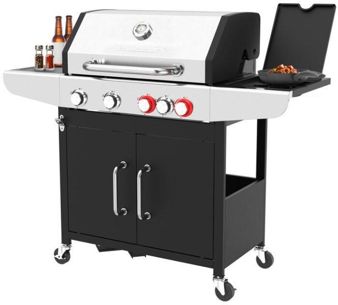 ARDEBO.de ProfiCook PC-GG 1312 Gasgrill, 4 Heizzonen, 67 x 43 cm große Grillfläche, Edelstahl (501312)