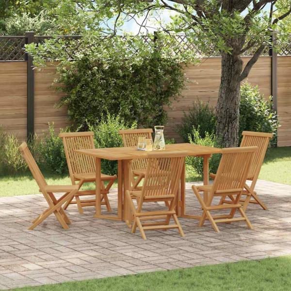 7-teiliges Garten Essset aus massivem Teakholz