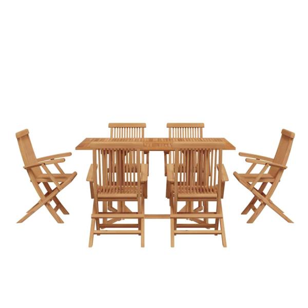 7-teiliges Garten Essset aus massivem Holz Teak