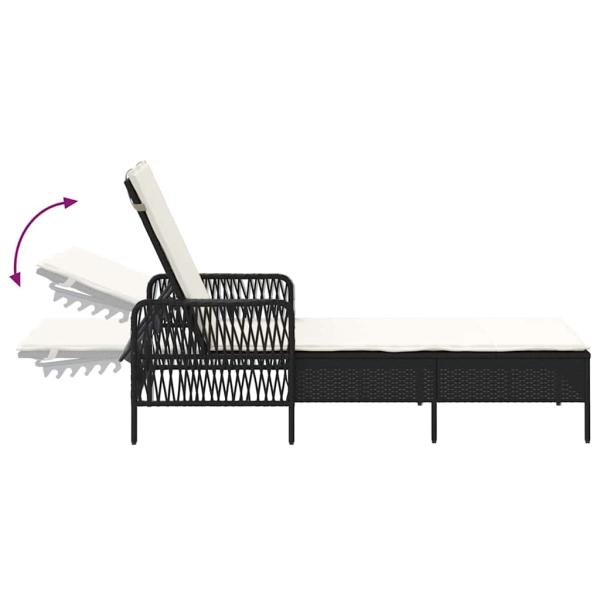 Sonnenliege Schwarz und Creme PE-Rattan 157 x 55 x 92 cm