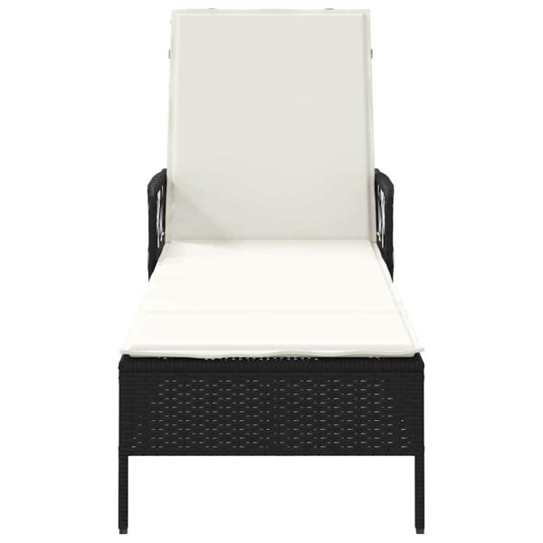 Sonnenliege Schwarz und Creme PE-Rattan 157 x 55 x 92 cm