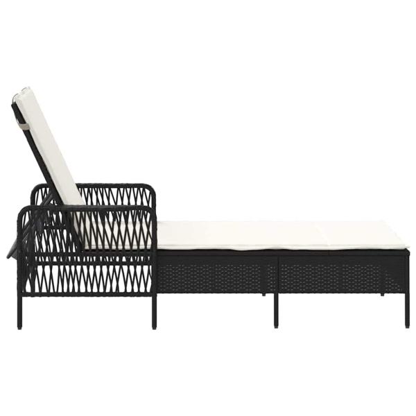 Sonnenliege Schwarz und Creme PE-Rattan 157 x 55 x 92 cm