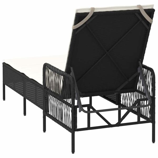 Sonnenliege Schwarz und Creme PE-Rattan 157 x 55 x 92 cm