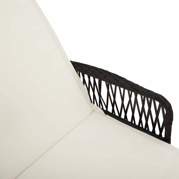 Sonnenliege Schwarz und Creme PE-Rattan 157 x 55 x 92 cm