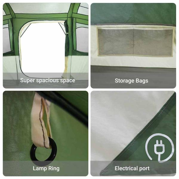 Familienzelt mit Fenstern Kuppel Grün 10-Personen Wasserdicht
