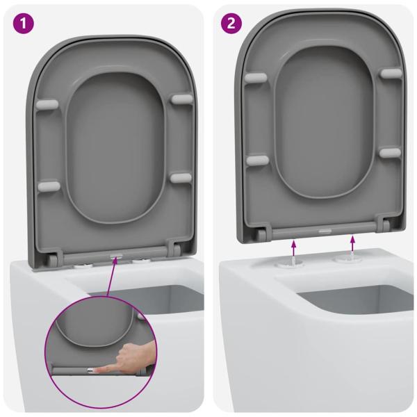 Toilettendeckel mit Schnellverschluss und sanftem Schließen Duroplast Grau