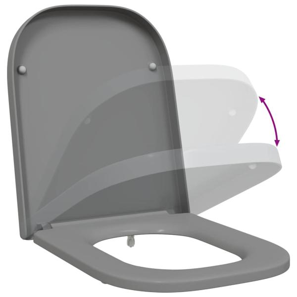 Toilettendeckel mit Schnellverschluss und sanftem Schließen Duroplast Grau