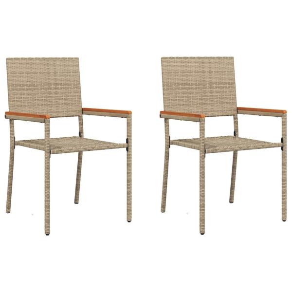 Stapelbare Gartenstühle mit Kissen 2er Set Beige Poly Rattan