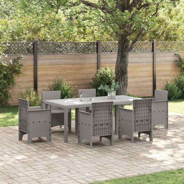 ARDEBO.de - Gartentisch Hellgrau 200x100x73 cm Poly Rattan