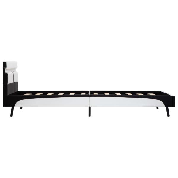 Bettgestell mit LED Weiß und Schwarz Kunstleder 90×200 cm