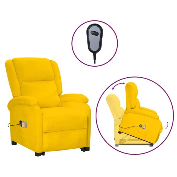 Massagesessel mit Aufstehhilfe Gelb Samt