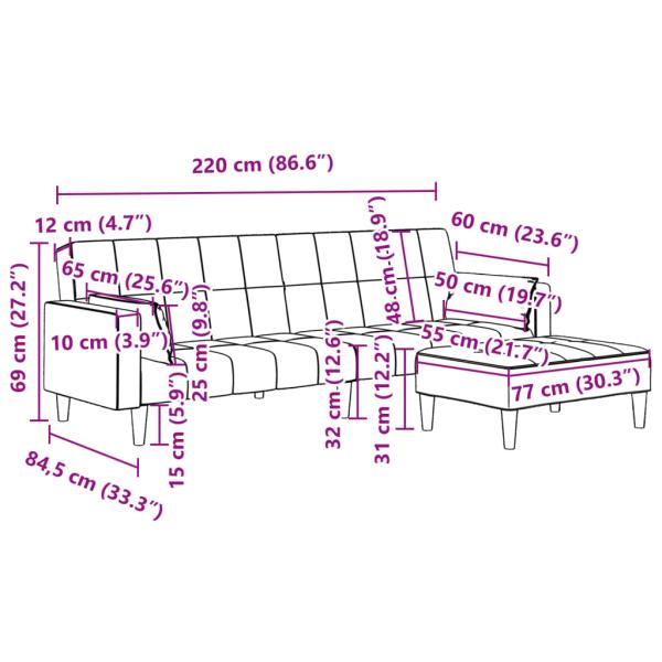 Schlafsofa 2-Sitzer mit Fußhocker Blau Samt