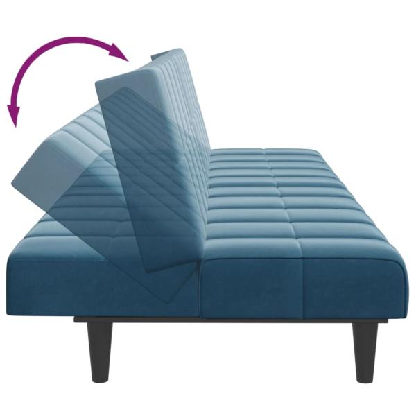 Schlafsofa 2-Sitzer mit Fußhocker Blau Samt