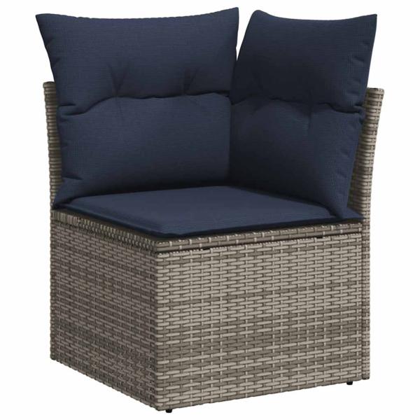 5-tlg. Garten-Sofagarnitur mit Kissen Grau Poly Rattan Akazie