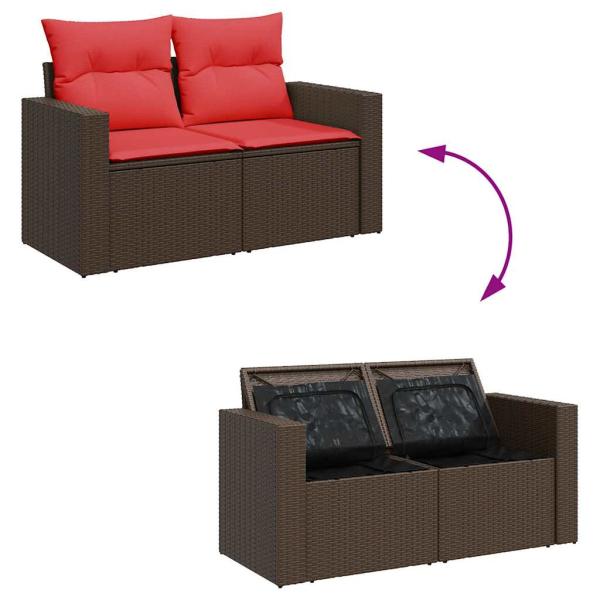 7-tlg. Garten-Sofagarnitur mit Kissen Schwarz Poly Rattan