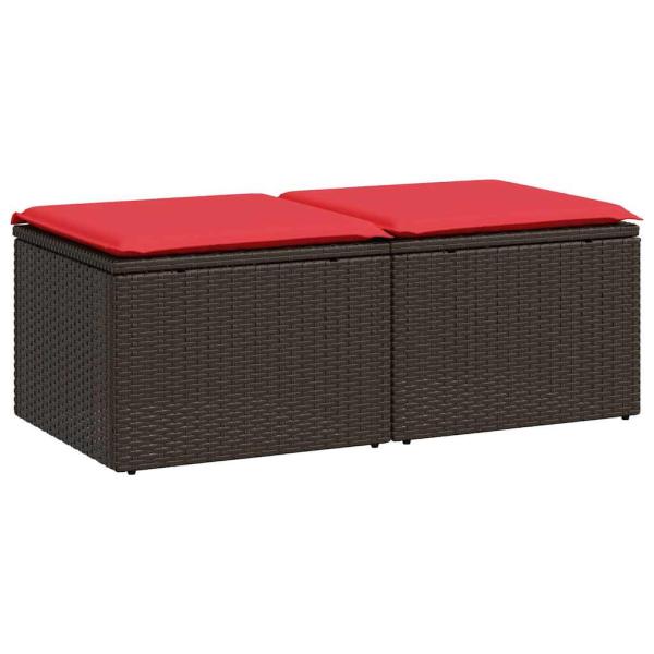 2-tlg. Garten-Sofagarnitur mit Kissen Braun Poly Rattan Akazie