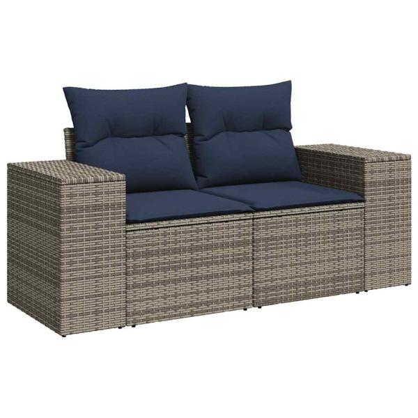 9-tlg. Garten-Sofagarnitur mit Kissen Braun Poly Rattan Akazie