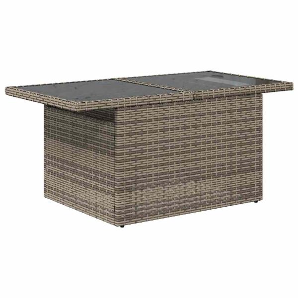 10-tlg. Garten-Sofagarnitur mit Kissen Grau Poly Rattan Akazie