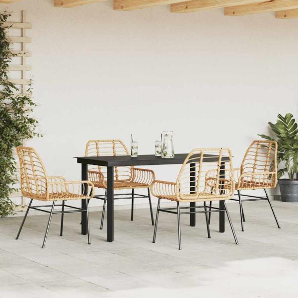 5-teiliges Garten-Esszimmerset Braunes Polyrattanglas