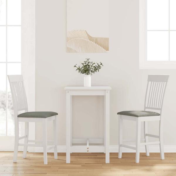 ARDEBO.de - Barhocker mit Kissen 2 Stk. Weiß Massivholz Gummibaum