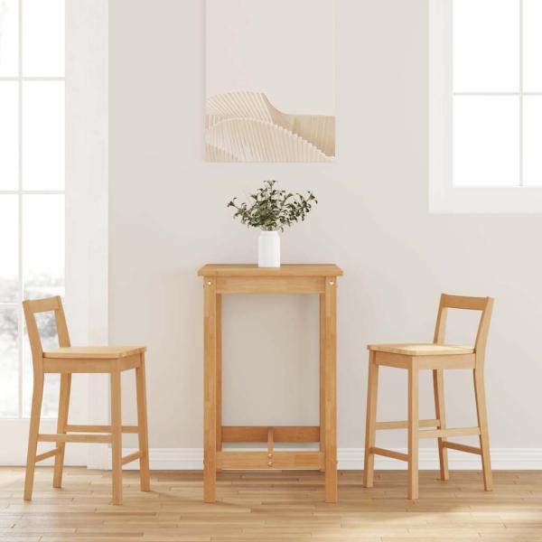 ARDEBO.de - Barhocker 2 Stk. Natur Massivholz Gummibaum
