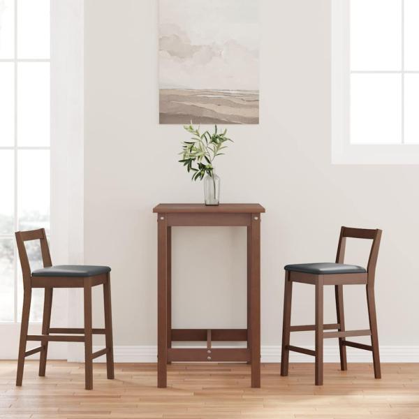 ARDEBO.de - Barhocker mit Kissen 2 Stk. Braun Massivholz Gummibaum