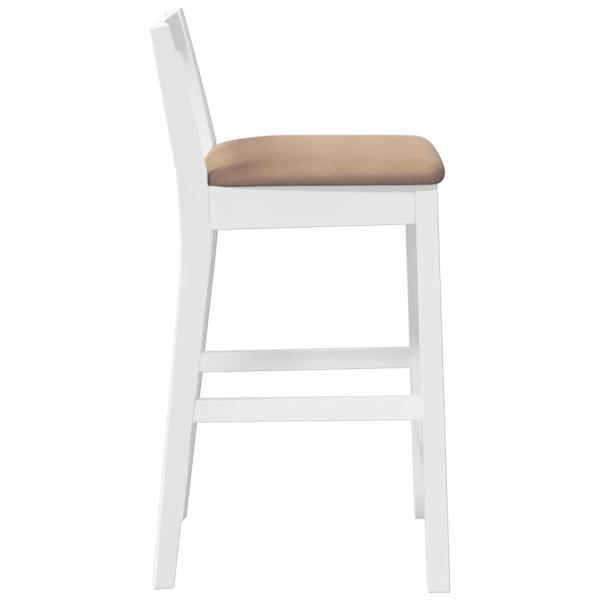 Barhocker mit Kissen 2 Stk. Weiß Massivholz Gummibaum
