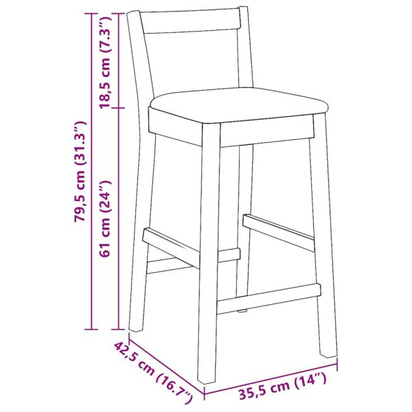 Barhocker mit Kissen 2 Stk. Weiß Massivholz Gummibaum