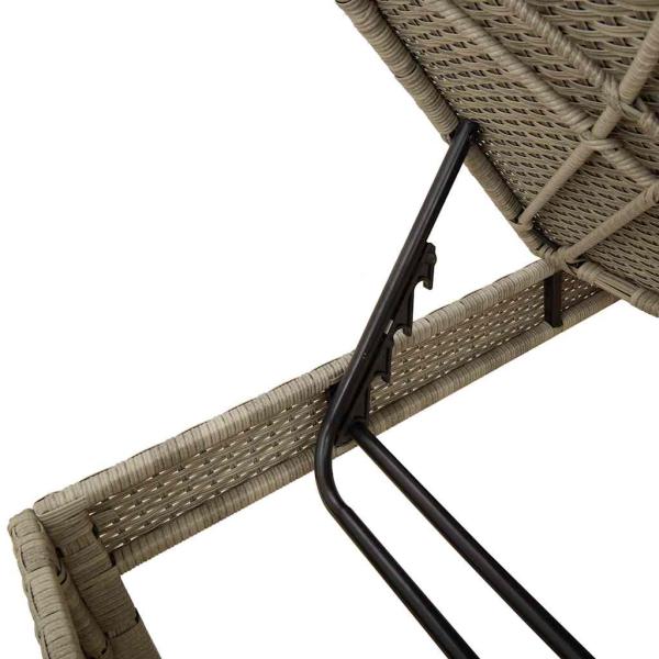 Sonnenliege mit Auflage Hellgrau 55x200x44 cm Poly Rattan